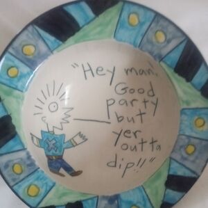 Tom Edwards Wallyware Handpainted Dip Bowl 1980's